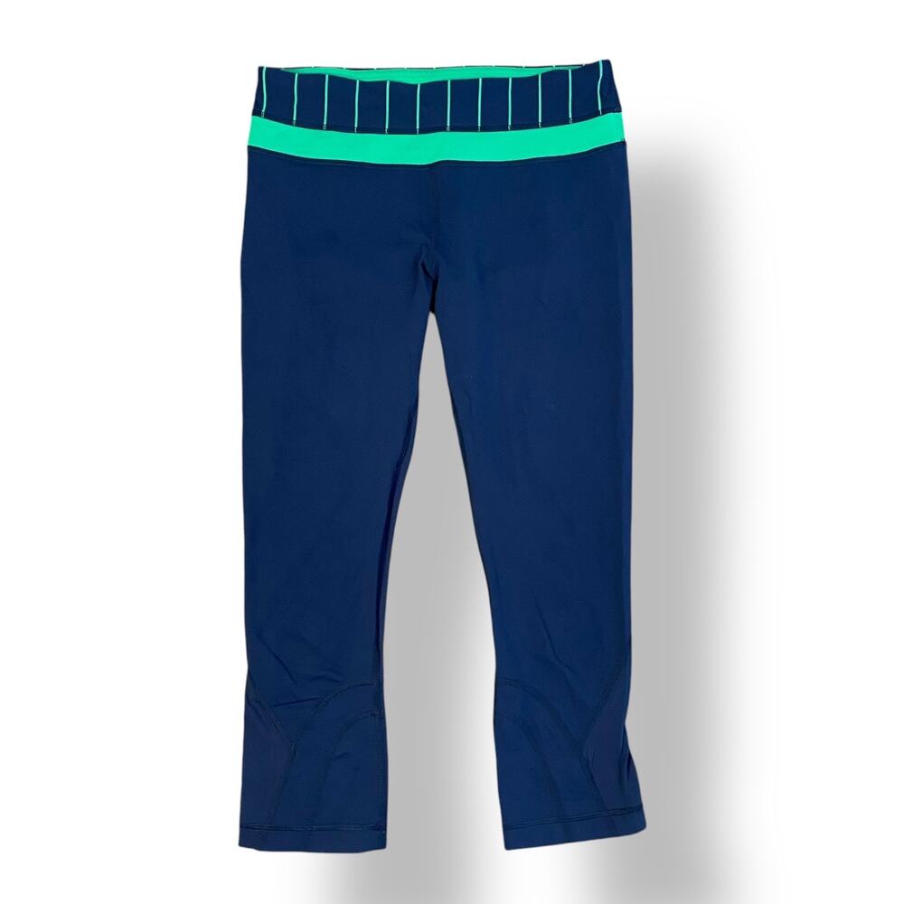 Lululemon Athletica Inkwell Run Inspire Cropped Leggings‎ Womens Size 6